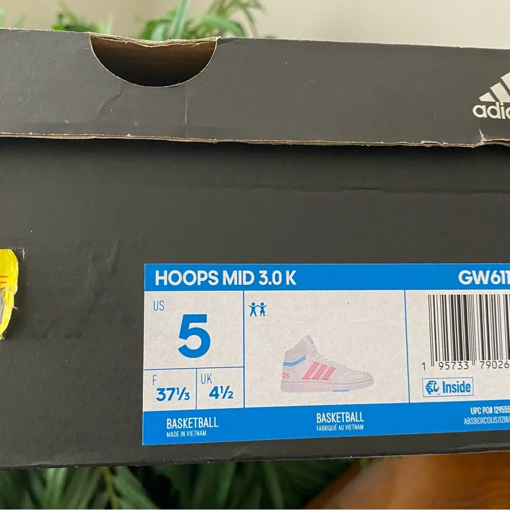 Adidas Hoops Mid 3.0 K White Pink Basketball Sneakers